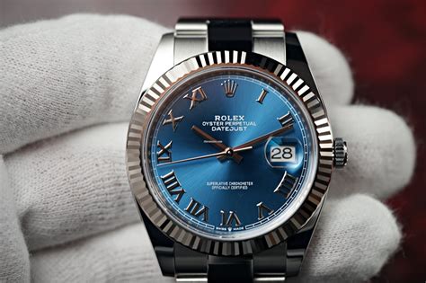 rolex datejust blue face roman numerals